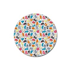 Funny Cute Colorful Cats Pattern Magnet 3  (round) by EDDArt