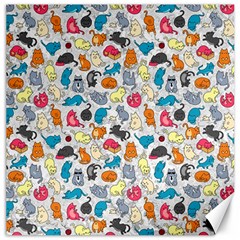 Funny Cute Colorful Cats Pattern Canvas 12  X 12   by EDDArt