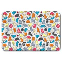 Funny Cute Colorful Cats Pattern Large Doormat  by EDDArt