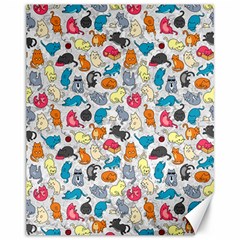 Funny Cute Colorful Cats Pattern Canvas 11  X 14   by EDDArt