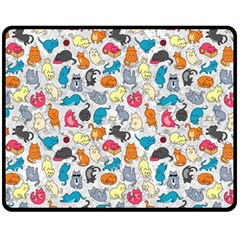 Funny Cute Colorful Cats Pattern Fleece Blanket (medium)  by EDDArt