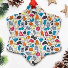 Funny Cute Colorful Cats Pattern Ornament (snowflake) by EDDArt