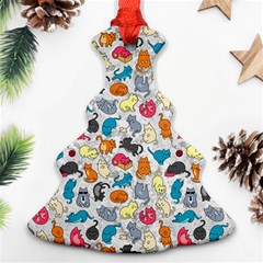 Funny Cute Colorful Cats Pattern Christmas Tree Ornament (two Sides) by EDDArt