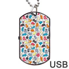 Funny Cute Colorful Cats Pattern Dog Tag Usb Flash (one Side) by EDDArt