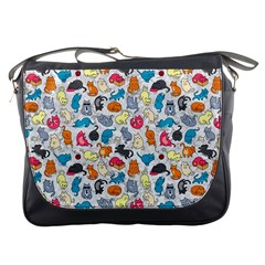 Funny Cute Colorful Cats Pattern Messenger Bags by EDDArt