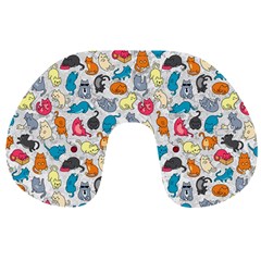 Funny Cute Colorful Cats Pattern Travel Neck Pillows by EDDArt