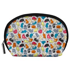 Funny Cute Colorful Cats Pattern Accessory Pouches (large)  by EDDArt