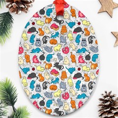 Funny Cute Colorful Cats Pattern Ornament (oval) by EDDArt