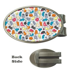 Funny Cute Colorful Cats Pattern Money Clips (oval)  by EDDArt