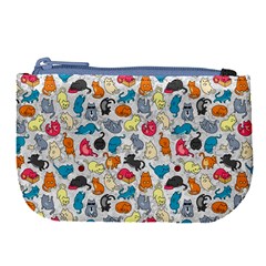 Funny Cute Colorful Cats Pattern Large Coin Purse