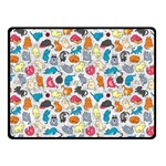 Funny Cute Colorful Cats Pattern Double Sided Fleece Blanket (Small)  45 x34  Blanket Front