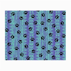 Footprints Cat Black On Batik Pattern Teal Violet Small Glasses Cloth