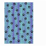 Footprints Cat Black On Batik Pattern Teal Violet Small Garden Flag (Two Sides) Front