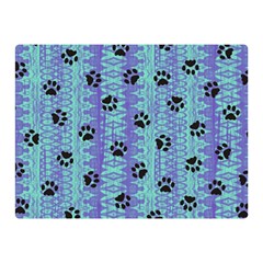 Footprints Cat Black On Batik Pattern Teal Violet Double Sided Flano Blanket (mini) 