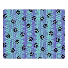 Footprints Cat Black On Batik Pattern Teal Violet Double Sided Flano Blanket (large) 