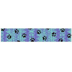 Footprints Cat Black On Batik Pattern Teal Violet Large Flano Scarf  by EDDArt