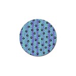 Footprints Cat Black On Batik Pattern Teal Violet Golf Ball Marker (10 pack) Front