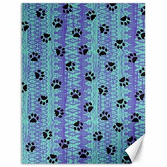 Footprints Cat Black On Batik Pattern Teal Violet Canvas 18  X 24   by EDDArt