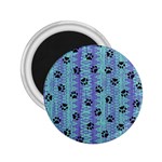 Footprints Cat Black On Batik Pattern Teal Violet 2.25  Magnets Front