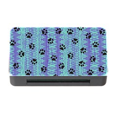 Footprints Cat Black On Batik Pattern Teal Violet Memory Card Reader With Cf