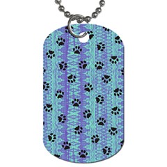 Footprints Cat Black On Batik Pattern Teal Violet Dog Tag (two Sides) by EDDArt