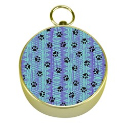 Footprints Cat Black On Batik Pattern Teal Violet Gold Compasses by EDDArt