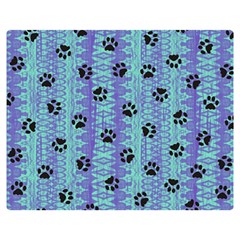 Footprints Cat Black On Batik Pattern Teal Violet Double Sided Flano Blanket (medium)  by EDDArt