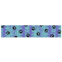 Footprints Cat Black On Batik Pattern Teal Violet Small Flano Scarf by EDDArt