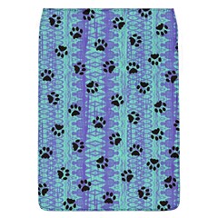 Footprints Cat Black On Batik Pattern Teal Violet Flap Covers (l)  by EDDArt