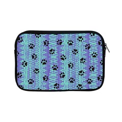 Footprints Cat Black On Batik Pattern Teal Violet Apple Ipad Mini Zipper Cases by EDDArt