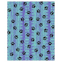 Footprints Cat Black On Batik Pattern Teal Violet Drawstring Bag (small) by EDDArt