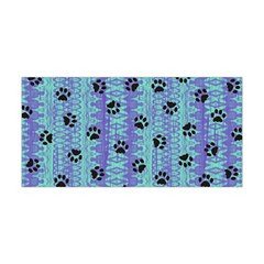 Footprints Cat Black On Batik Pattern Teal Violet Yoga Headband by EDDArt