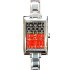 Creative Red And Black Geometric Design  Rectangle Italian Charm Watch by flipstylezfashionsLLC