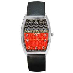 Creative Red And Black Geometric Design  Barrel Style Metal Watch by flipstylezfashionsLLC