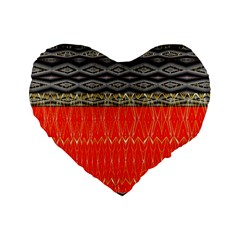 Creative Red And Black Geometric Design  Standard 16  Premium Heart Shape Cushions by flipstylezfashionsLLC