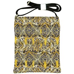 Gold And Black Geometric Designs Created By Flipstylez Designs Shoulder Sling Bags by flipstylezfashionsLLC