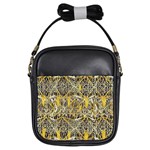 Gold and black geometric designs created by FlipStylez Designs Girls Sling Bags Front