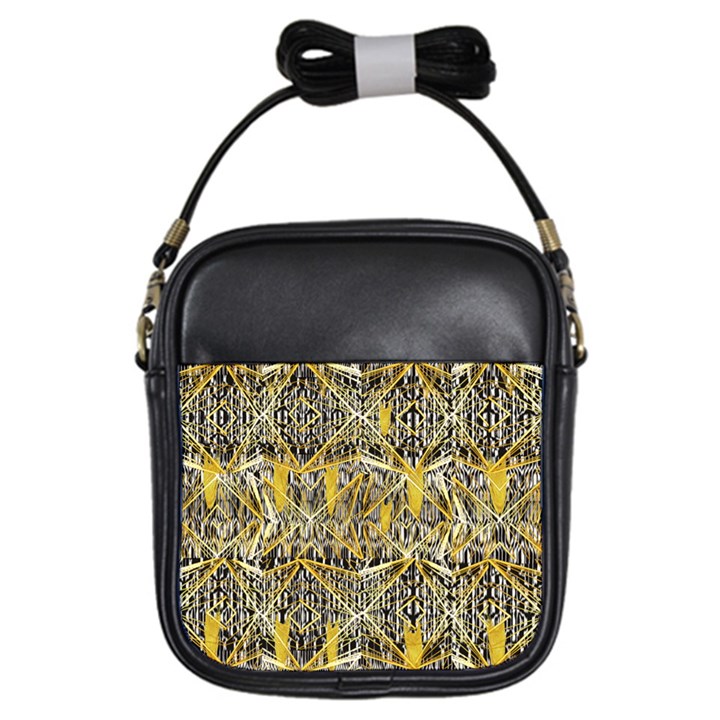 Gold and black geometric designs created by FlipStylez Designs Girls Sling Bags