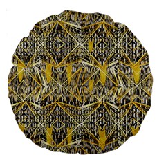 Gold And Black Geometric Designs Created By Flipstylez Designs Large 18  Premium Round Cushions by flipstylezfashionsLLC