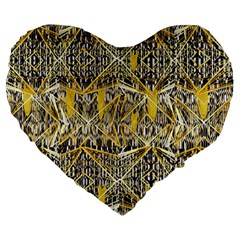 Gold And Black Geometric Designs Created By Flipstylez Designs Large 19  Premium Heart Shape Cushions by flipstylezfashionsLLC