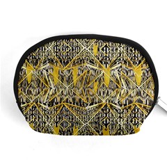 Gold And Black Geometric Designs Created By Flipstylez Designs Accessory Pouches (medium)  by flipstylezfashionsLLC