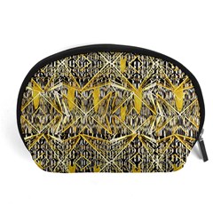 Gold And Black Geometric Designs Created By Flipstylez Designs Accessory Pouches (large)  by flipstylezfashionsLLC