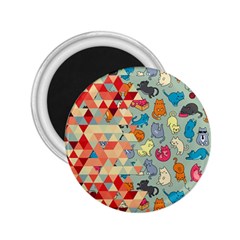 Hipster Triangles And Funny Cats Cut Pattern 2 25  Magnets by EDDArt