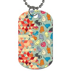 Hipster Triangles And Funny Cats Cut Pattern Dog Tag (one Side) by EDDArt