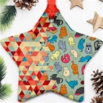 Hipster Triangles And Funny Cats Cut Pattern Star Ornament (Two Sides) Back