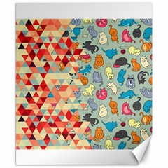 Hipster Triangles And Funny Cats Cut Pattern Canvas 8  X 10  by EDDArt