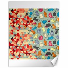 Hipster Triangles And Funny Cats Cut Pattern Canvas 12  X 16   by EDDArt