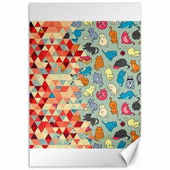 Hipster Triangles And Funny Cats Cut Pattern Canvas 12  X 18   by EDDArt