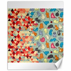 Hipster Triangles And Funny Cats Cut Pattern Canvas 11  X 14   by EDDArt