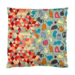 Hipster Triangles And Funny Cats Cut Pattern Standard Cushion Case (one Side) by EDDArt